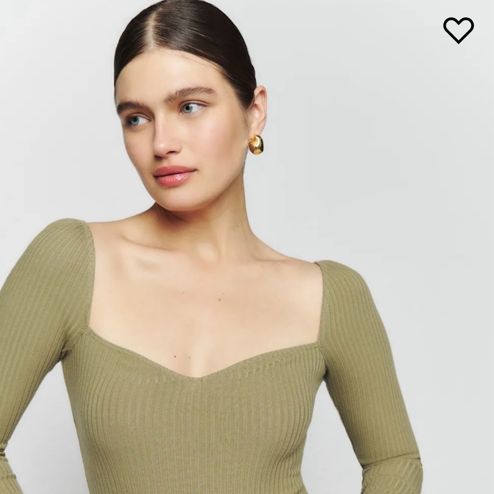 Reformation Olive Long Sleeve Top